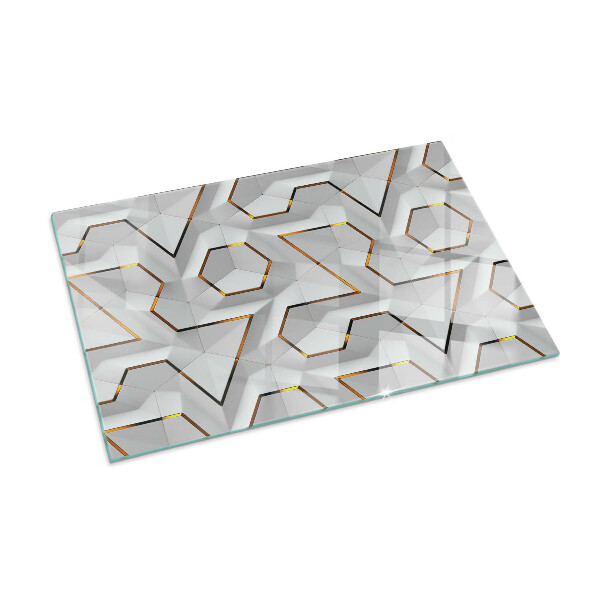 Vetro sotto stufa rettangolare Modello astratto 3D