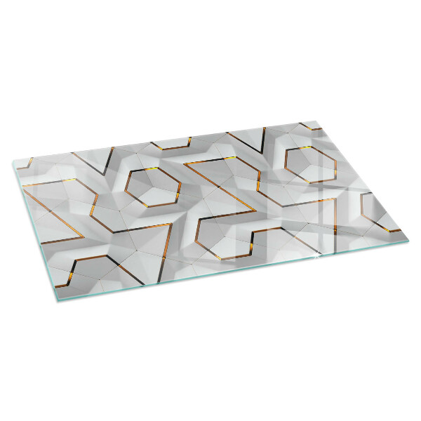 Vetro sotto stufa rettangolare Modello astratto 3D