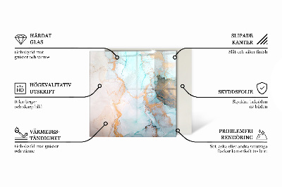 Vetro sotto stufa rettangolare Dettagli color ruggine sullo sfondo