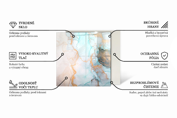 Vetro sotto stufa rettangolare con dettagli color ruggine sullo sfondo