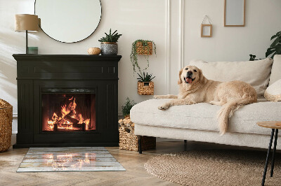 Vetro sotto stufa rettangolare con motivo effetto legno usurato sulla superficie