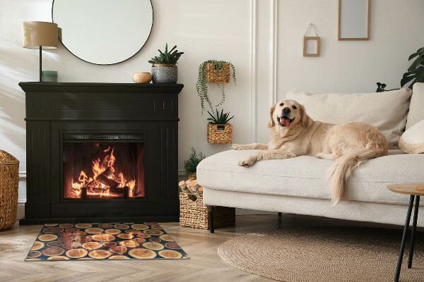 Vetro sotto stufa con motivo in legno intagliato