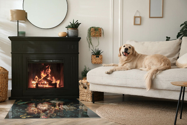 Vetro sotto stufa rettangolare con motivo di farfalle su sfondo floreale