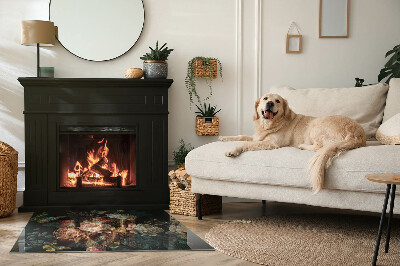 Vetro sotto stufa rettangolare con motivo di farfalle su sfondo floreale