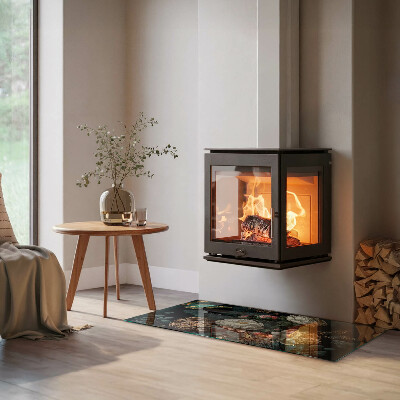 Vetro sotto stufa rettangolare con motivo di farfalle su sfondo floreale