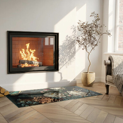 Vetro sotto stufa rettangolare con motivo di farfalle su sfondo floreale