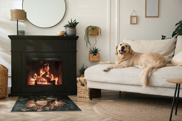 Vetro sotto stufa rettangolare con motivo di farfalle su sfondo floreale