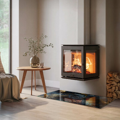 Vetro sotto stufa con foglie eleganti disposte a motivo