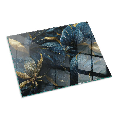 Vetro sotto stufa con foglie eleganti disposte a motivo