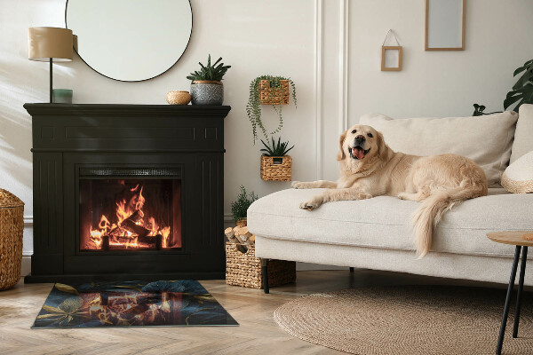 Vetro sotto stufa con foglie eleganti disposte a motivo