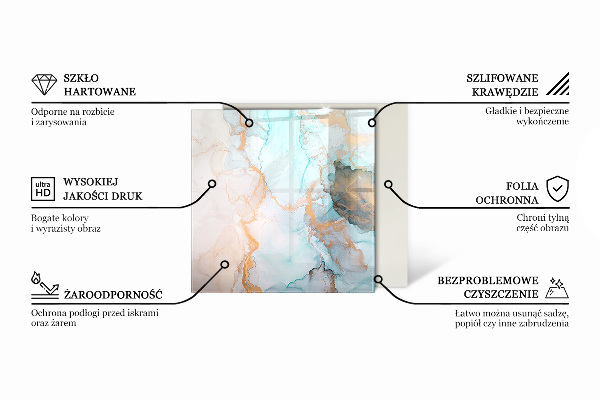 Vetro sotto stufa rettangolare con motivo a onde di colore astratte