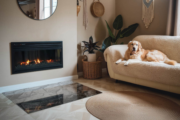 Vetro sotto stufa rettangolare con motivo in pietra naturale