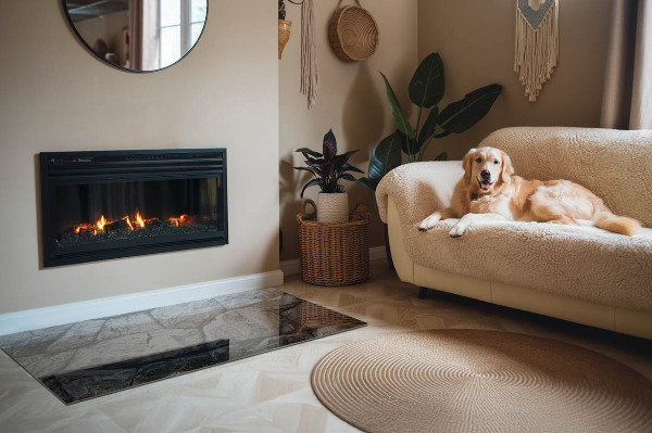 Vetro sotto stufa rettangolare con motivo in pietra naturale