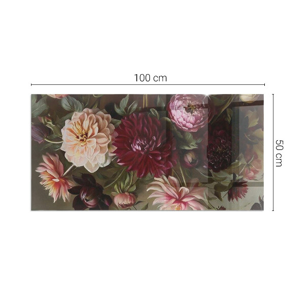 Vetro sotto stufa rettangolare Dettagli di fiori colorati