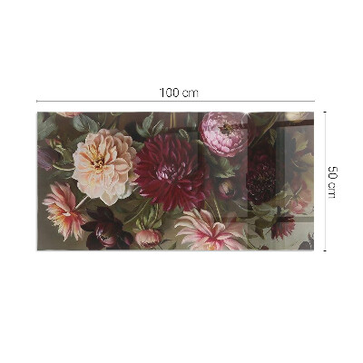 Vetro sotto stufa rettangolare Dettagli di fiori colorati