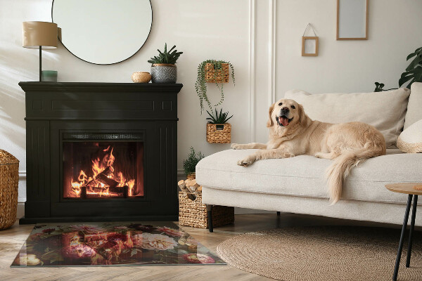 Vetro sotto stufa rettangolare con motivo di fiori colorati