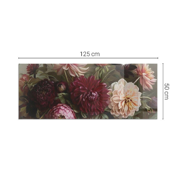 Vetro sotto stufa rettangolare Dettagli di fiori colorati