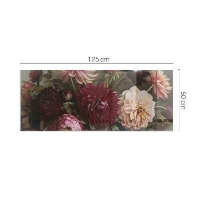 Vetro sotto stufa rettangolare Dettagli di fiori colorati