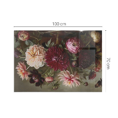 Vetro sotto stufa rettangolare Dettagli di fiori colorati