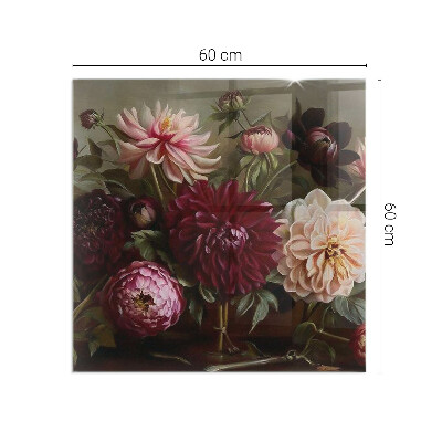 Vetro sotto stufa rettangolare con motivo di fiori colorati