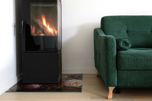 Vetro sotto stufa rettangolare con motivo di fiori colorati