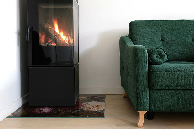 Vetro sotto stufa rettangolare con motivo di fiori colorati