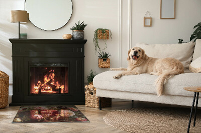 Vetro sotto stufa rettangolare con motivo di fiori colorati