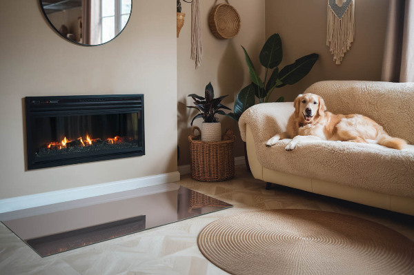 Vetro sotto stufa rettangolare in colore beige