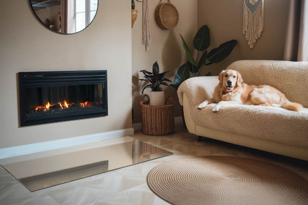 Vetro sotto stufa rettangolare di colore beige