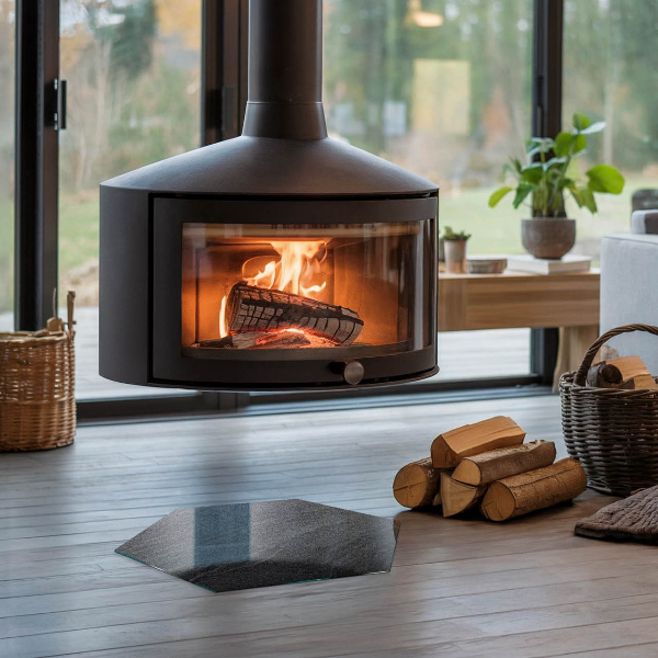 Vetro sotto stufa esagonale Motivo in pietra naturale