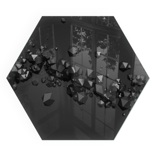 Vetro sotto stufa esagonale con motivo di forme astratte che ricordano nuvole in rilievo