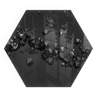 Vetro sotto stufa esagonale con motivo di forme astratte che ricordano nuvole in rilievo