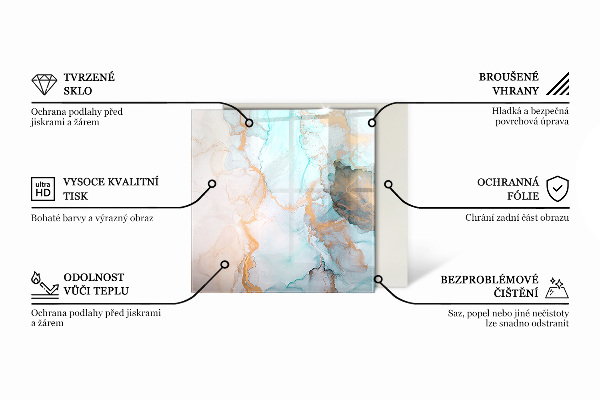 Vetro sotto stufa esagonale Motivo organico effetto marmo