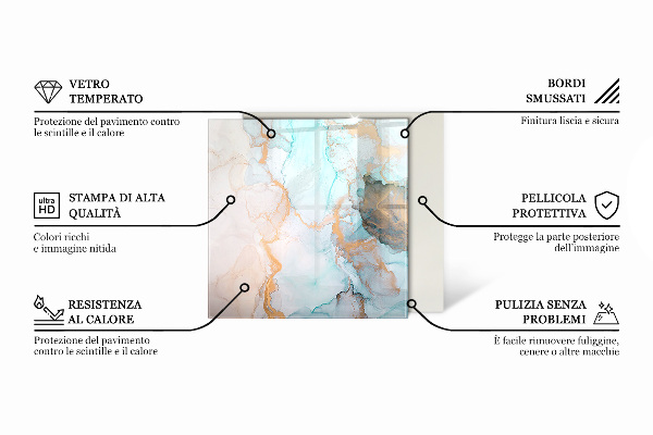 Vetro sotto stufa esagonale Motivo marmorizzato con venature delicate