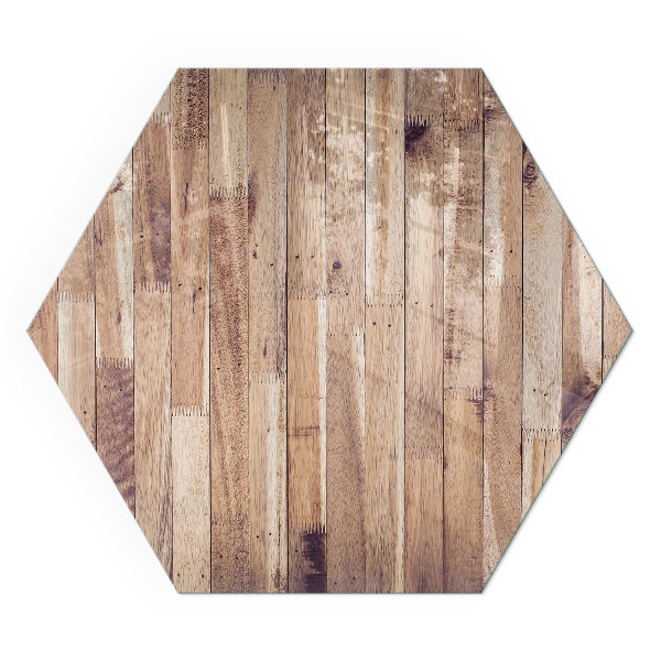 Vetro sotto stufa esagonale con motivo in legno disposto in una elegante geometria