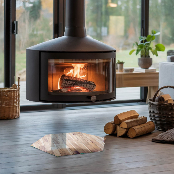 Vetro sotto stufa esagonale Motivo in legno disposto geometricamente