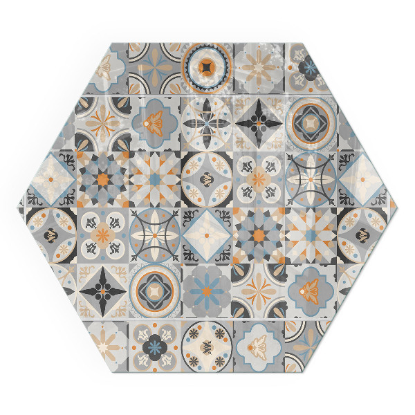 Vetro sotto stufa esagonale Motivi a mosaico in forme di piastrelle