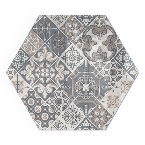Vetro sotto stufa esagonale Disposizione di decorazioni a mosaico