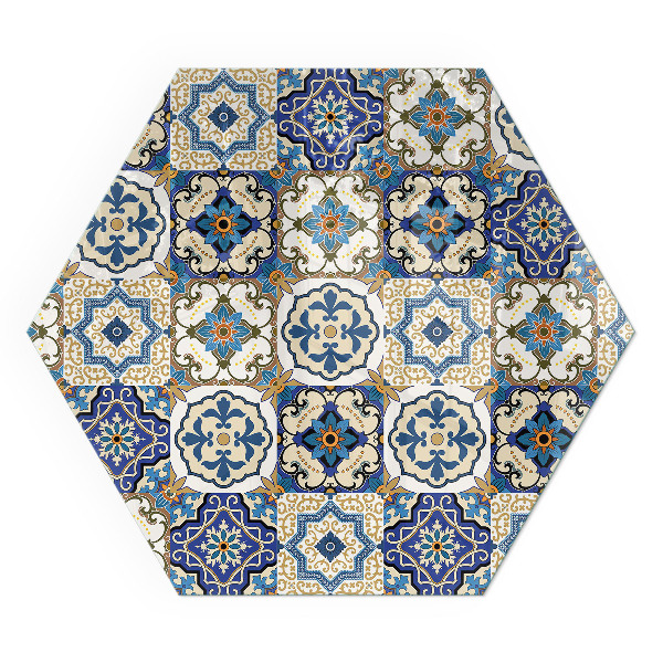 Vetro sotto stufa esagonale Motivo a mosaico con decorazioni floreali