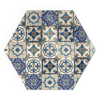 Vetro sotto stufa esagonale Motivo a mosaico con decorazioni floreali