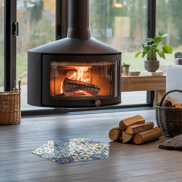 Vetro sotto stufa esagonale Motivo a mosaico con decorazioni floreali