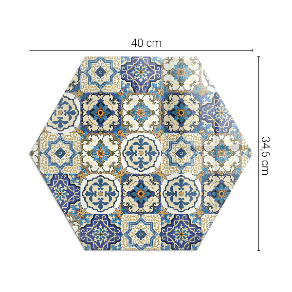 Vetro sotto stufa esagonale Motivo a mosaico con decorazioni floreali