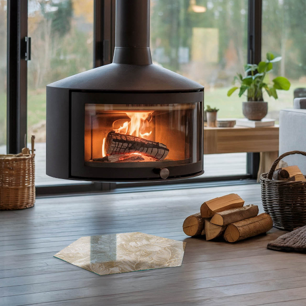 Vetro sotto stufa esagonale con delicati disegni a forma di foglia