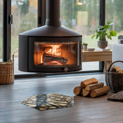 Vetro sotto stufa esagonale Forme moderne con dettagli in legno