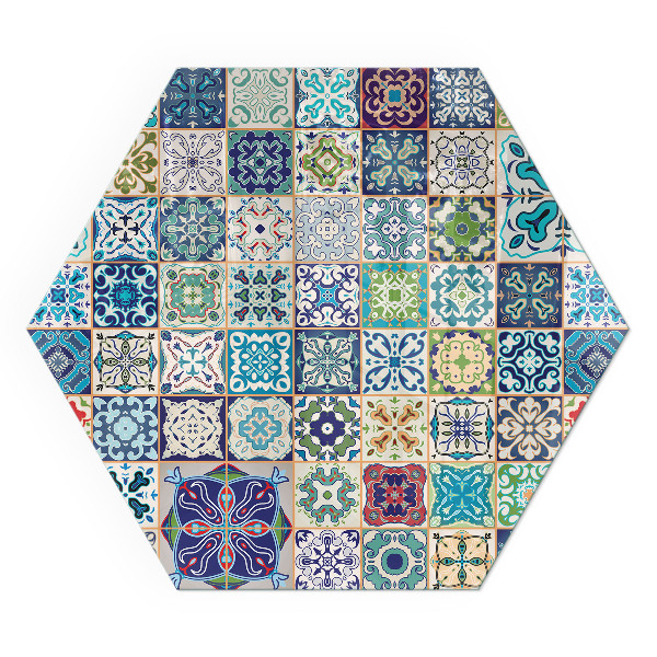 Vetro sotto stufa esagonale con motivi decorativi a mosaico