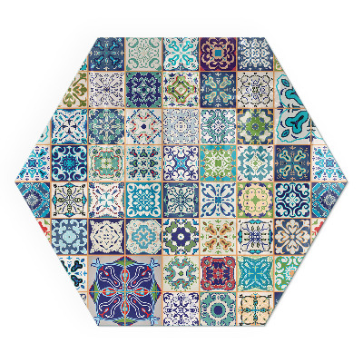 Vetro sotto stufa esagonale con motivi decorativi a mosaico