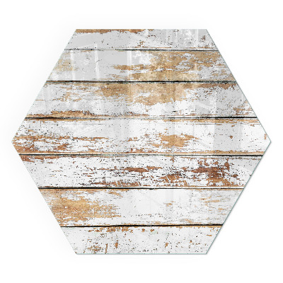 Vetro sotto stufa esagonale con motivo di tavola di legno arrugginita