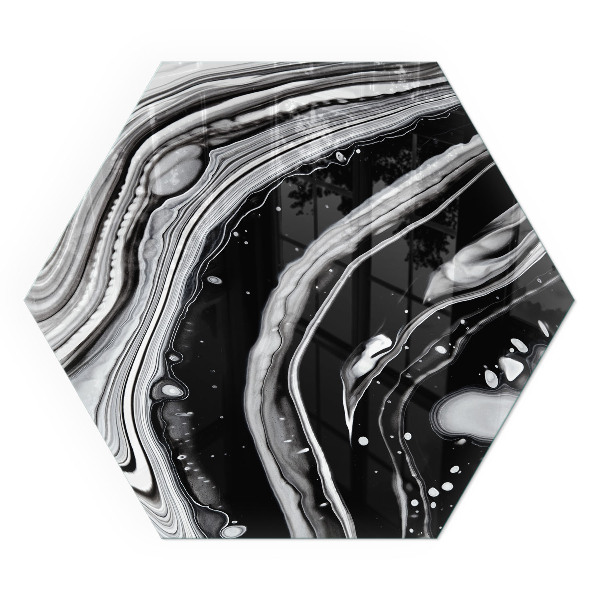 Vetro sotto stufa esagonale con motivi astratti ondulati e lineari