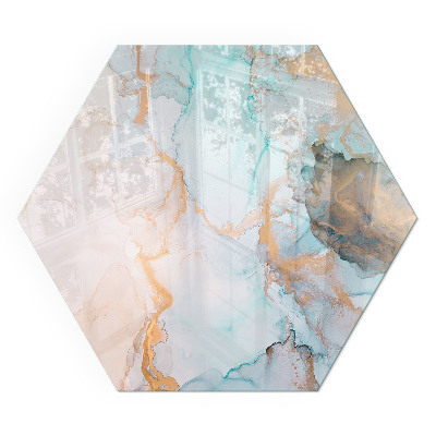 Vetro sotto stufa esagonale con motivo astratto fluido