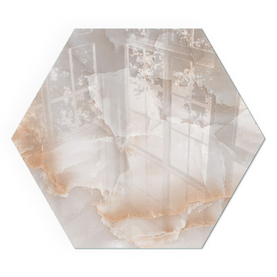 Vetro sotto stufa esagonale con motivo organico in pietra